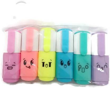 DELITON fany unique small shape highlighter marker pen (pack of 6)
