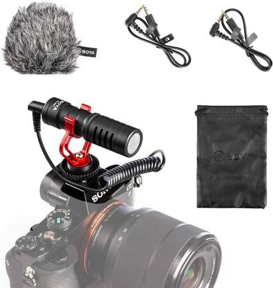 BOYA BYMM1 Shotgun Video Microphone with Shock Mount, Deadcat Windscreen Microphone