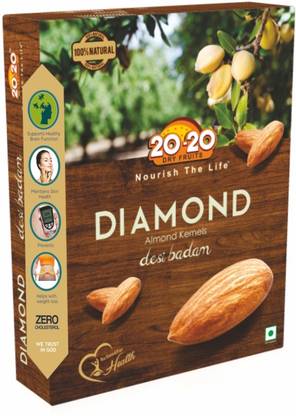 20-20 DRY FRUITS Natural Premium Diamond Almond Kernels 500 g - Healthy and Tasty -High in Fiber Almonds