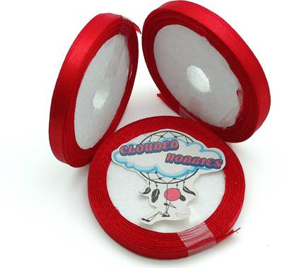 CLOUDED HOBBIES Red 1/4 Inch thin Satin Ribbon Pack fo 3 Reels Ideal for craft décor DIY Red Satin Ribbon