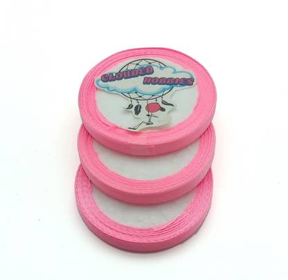 CLOUDED HOBBIES Baby Pink 1/4 Inch thin Satin Ribbon Pack fo 3 Reels Ideal for craft décor DIY Pink Satin Ribbon