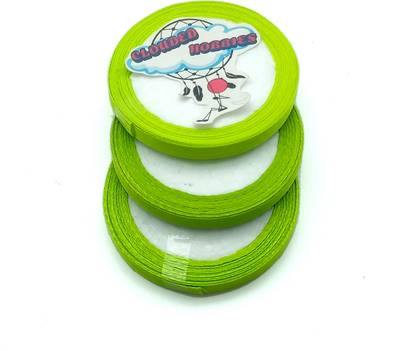 CLOUDED HOBBIES Light Green 1/4 Inch thin Satin Ribbon Pack fo 3 Reels Ideal for craft décor DIY Green Satin Ribbon