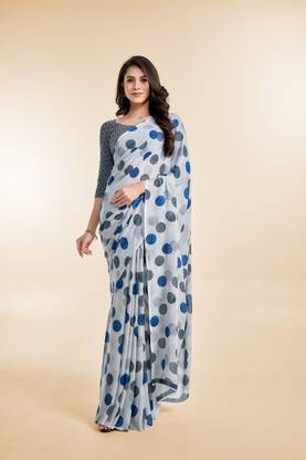 Polka Print Daily Wear Georgette Saree