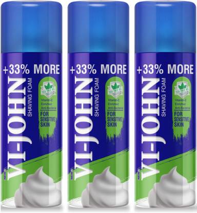 VI-JOHN Shaving Foam For Sensitive Skin (400 gm Each, Pack Of 3)