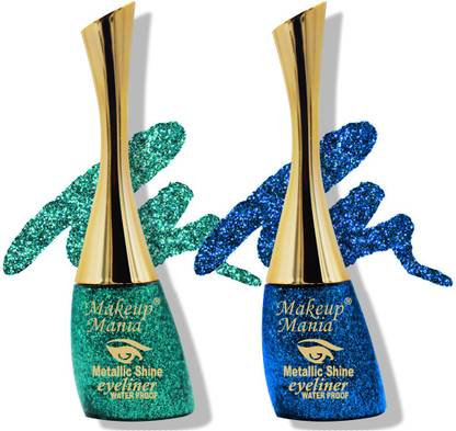 makeupmania Metallic Shine Glitter Eyeliner, Sea Green & Azure Blue - Shade 07-13 16 ml
