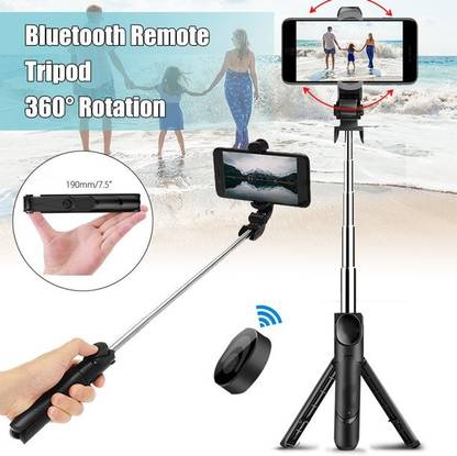 Dekoq Selfie Stick Phone Tripod - Portable 3 Feet Stainless Steel Cell Phone Stand with Wireless Remote Shutter Bluetooth Selfie Stick