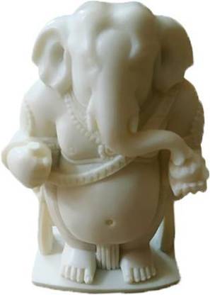 Delidge Marble Idagunji Ganesha Idol for Pooja Gifts Home Decor(5 inch, White- Small) Decorative Showpiece  -  5 cm