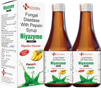 niyamba Niyazyme Digestive Enzyme syrup for better digestion with Diastase & Pepsin Pineapple Drink
