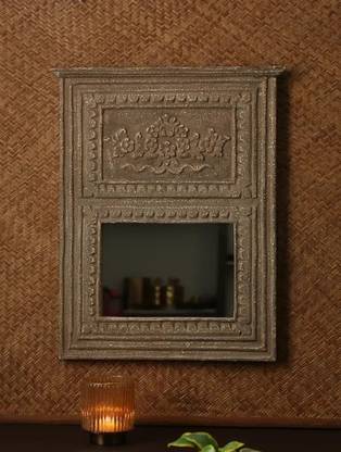 Spice Box Handmade Vintage Style Indian Carved Mirror Small Wall Decor
