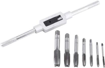 kavyatoolpower Adjustable Tap Wrench Handle Set Tap and Die Set Thread Cutting Tool with Metric Thread Insert Screw Taps Single Sided Speed Wrench