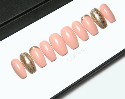 AMOK STORE Hand made press on nail set nail art kit nail extension tip fake nail Pink