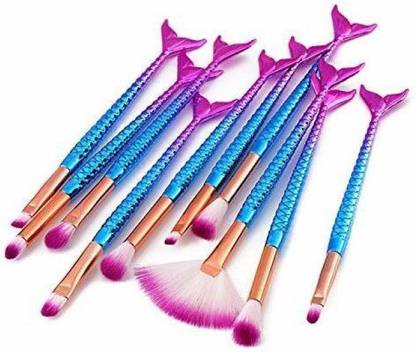 partizano fish type proffectional makeup brush pack of 10 multi colour