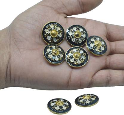 CRAFTLOVE Noormahal Metal Button for Coat, Jacket, Blazer - (Size : 2 cm)White Metal Buttons