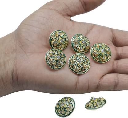 CRAFTLOVE Metal Zircon Button for Coat, Jacket, Blazer - (Size : 2 cm)Dark Green Metal Buttons