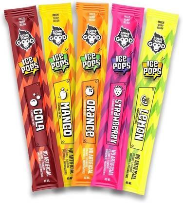 SOME THING GOOD Ice pop all flavor 4 pieces orange, Strawberry, Lemon, Cola, Mango
