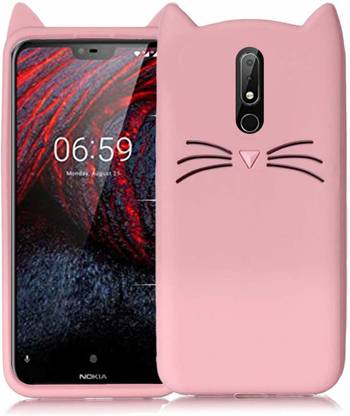 Just Be You Back Cover for Nokia 6.1 Plus Soft Touch Rubber Billi Ear Design Girls Mobile Back Cover