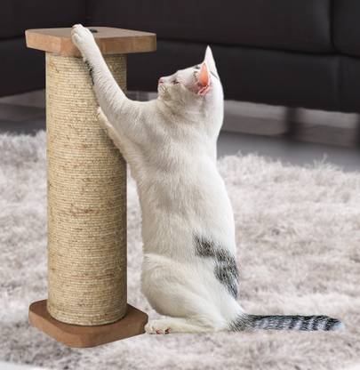 Hiputee Horizontal Single Sisal Rope Scratcher Activity Scratching Pole for Cats Kittens Free Standing Cat Tree
