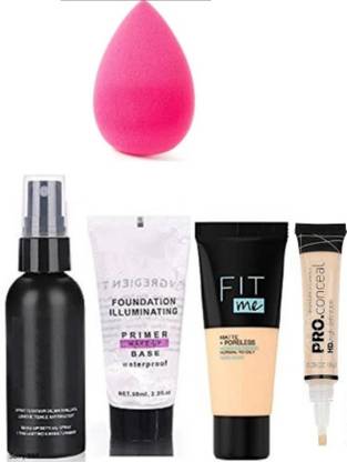 Uprise MAKEUP FIXER WITH MAKEUP PRIMER & FOUNDATION WITH HDPRO CONCEALER &1 MAKEUP PUFF