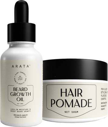 ARATA Style Flex Set|Beard Growth Oil & Hair Pomade|Plant Based