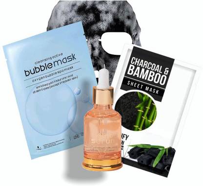 DMELLO COMPLETE SKIN CARE COMBO (BUBBLE MASK + CHARCOAL MASK+ VITAMIN C SERUM )