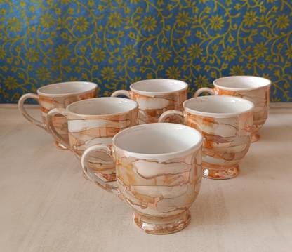 SJS Pack of 6 Ceramic BLC PARI tea & coffee cup set -120ML