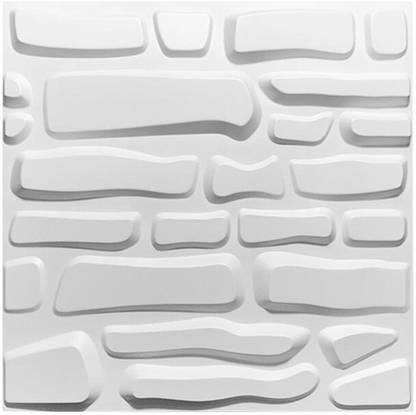 Kayra Decor 3D PVC WALL PANELS BRICK DESIGN D078 (Pack of 12) , White Drywall Panel
