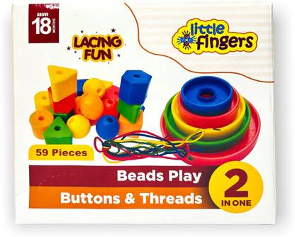 Little Fingers Beads & Play, Button & Threads 2 in 1 Learning Toy (1+Year)