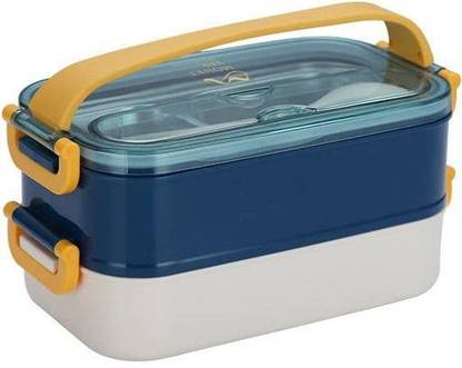 WHITE POPCORN Leak-Proof Thermal Insulation Double Layer Lunch Boxes 2 Containers Lunch Box
