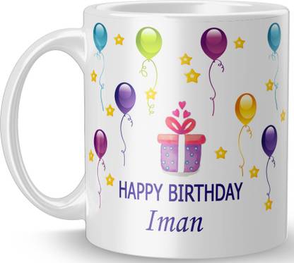 MM9E "Iman" Happy Birthday Name Printed Coffee , Iman Name Ceramic Coffee Mug
