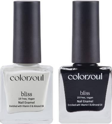 color soul Bliss Nail Enamel B22, B24 Snowy White & Hot Tar