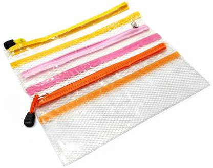 Teeshubh Simple Transparent Art Plastic Pencil Box (Set of 3, Multicolor) Simple Transparent Art Plastic Pencil Boxes