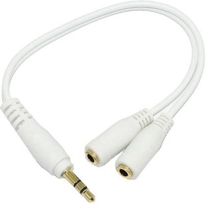 TAAPSEE White 3.5 mm Jack 1 Male to 2 Female Stereo Headphone Earphone Jack Y Splitter Phone Converter