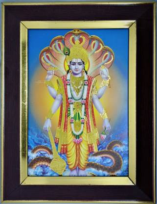 Dwarika Lord Vishnu Photo Frame With Sheesnaag Background Religious Frame