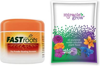 Divine Tree FASTROOTS Dry Powder Rooting Hormone (50 G)& Miracle Grow All purpose Water Soluble fertilizer(150 G) Manure, Fertilizer, Potting Mixture