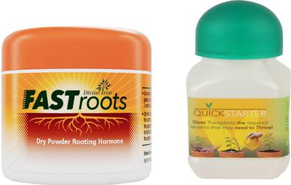 Divine Tree Fast Root Dry Powder Rooting Hormone 50 Gram & Quick Starter Planting and Transplanting Solution 100 ML For Garden Manure