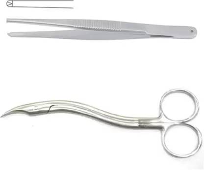 GOLDFINCH Suture cutting scissor dissecting tooth forcep COMBO (Sharp/Sharp Blades) Littauer scissors