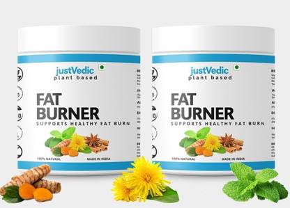 justvedic Fat Burner Drink Mix- Tummy Fat Reducing Tea to Flatten Tummy Ginger Herbal Tea Plastic Bottle