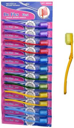 Dr. Flex DuPont Filaments with Free Anti-Bacterial Hygiene Cap Medium Toothbrush
