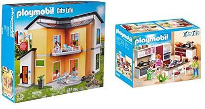 Playmobil 9266 - Modernes Wohnhaus & 9269 - Große Familienküche
