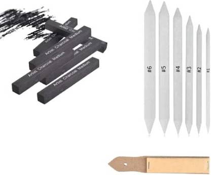 URBAN BOX Compressed Charcoal Perfect Combo for Portrait Sketches Drawing Sketching Art Supplies Stick