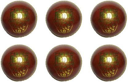 DBD BDM Sports Red Leather Cricket Ball Hand Stitched Alum Tanned Pack of 6pcs Cricket Synthetic Ball