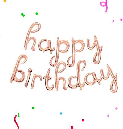 Crackles Solid Cursive Foil Letters Handwriting Design happy birthday Foil Balloon (Rose Gold) Letter Balloon