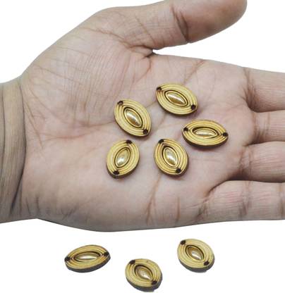CRAFTLOVE Decorative Kishti Applique Wooden Buttons for Kurtis(Size : 2cm X 1.3cm) Wooden Buttons