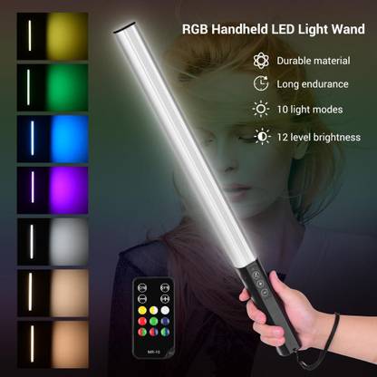 IMMUTABLE RGB LED Light Wand with Remote for Photo & Video Shoot L49 2400 lx Camera LED Light