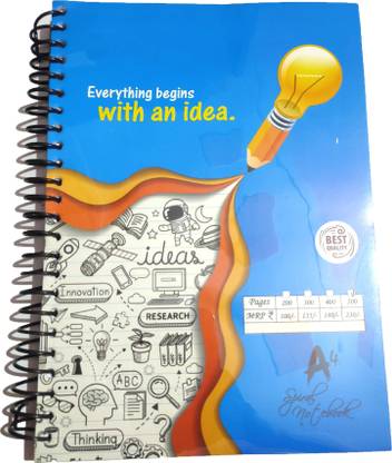 ShreeGanadhish Spiral Notebook / Register |Long lasting Poly cover | Single Line A4 Notebook Ruled 500 Pages