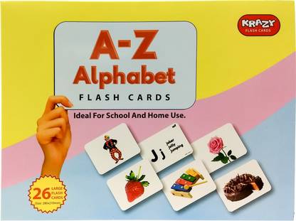 krazy A to Z Alphabets Flashcards- A4 size 26 real image cards for kids early learning