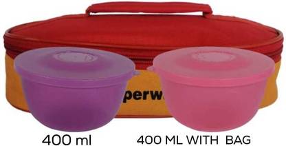 TUPPERWARE New Buddy Lunch Box Each 400+400ml+Bag (Pack of 3) 2 Containers Lunch Box