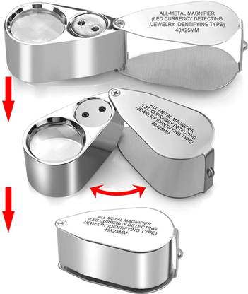metrotools 9890 Jewelers Loupe Magnifier Glasses, LED Pocket Folding Magnifying Glass 40X25 magnifier loupe
