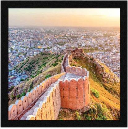 Jitesh Arts Beautiful Wall Nahargarh Fort Amer Fort Jaipur Monuments Digital Reprint 13 inch x 13 inch Painting