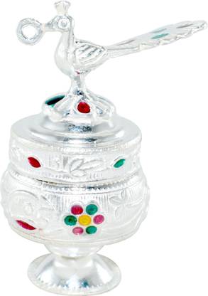KMJ Pure Silver(chandi) sindoor-dani/Box for Womens, kumkum Box (wt. 17-18 grams) Silver